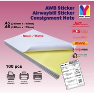 A6 A5 STICKER PAPER 100 SHEETS / SIMILI/MATTE & GLOSSY/MIRRORKOTE / WAYBILL STICKER / AWB STICKER /
