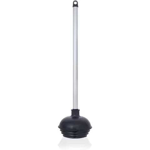Toilet Plunger, Heavy-Duty Toilet Bowl Plunger with Aluminum Handle, Black, 1-Pack