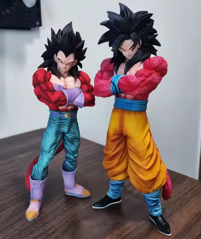 Dragon Ball Z JT Studio Super Saiyan 4 Vegeta & Goku Fully Painted Resin Collectible Statue 2 head, 