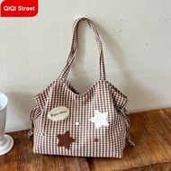 Crossbody Bag with Nylon Plaid Pattern Hobble Shape Large Capacity Lightweight Multi-functional for 