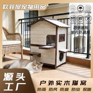 Indoor Cat Villa Cat Litter Solid Wood Cat Cage Wooden Villa Luxury Double Layer Cat Villa House Pas