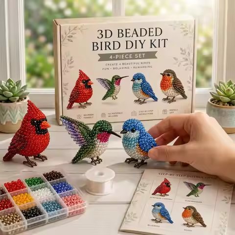3D Beaded Gnome DIY Beading Craft Handmade Tiny 3D Beaded Animal Craft Kit, DIY Bead Embroidery Kit 
