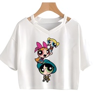 Super Power Girls  jenna graphic yk2 crop top Female cute fairycore streetwear graphic crop top clot