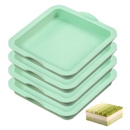 KALAIEN Set of 4 Square Cake Baking Pan 6in Cake Silicone Mold Crispy Lasagna Pie Tray NonStick For 