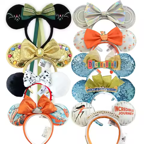 Disney Mickey Mouse Headband Disneyland New Speed Silver Nimbus PU Leather Headwear Children Girl To