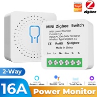 Tuya Zigbee / WiFi MiNi Smart Switch With Power Monitor 16A 2-way Control Timer Breaker Relay Work W