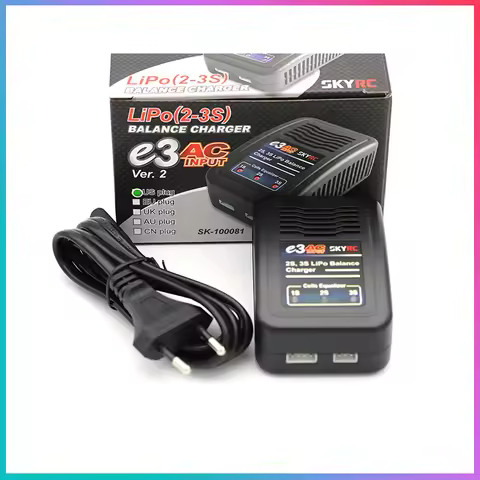 Original SkyRC e3 AC input 2-3S Lipo Banlance Charger for RC Charging Parts Power Cable US Plug