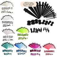 [LOVIVER] 36 Pieces/  Gauges Stretching Kit Acrylic 14G-00G Expander Tapper  Body Jewelry