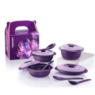 Tupperware 1.6L Purple Royale Serveware Ungu Gift Set Oval Soup Dish Server 1.2L Petit Soup Platter Serving Ladle Spoon