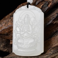 天然新疆和田玉羊脂玉千手觀音吊墜  生肖鼠的守護神本命佛