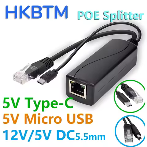 POE Splitter 48V To 5V 12V Micro USB tpye-C BarrelJack Power Supply for Huawei for Hikvision for Bob