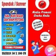 Fish Banner for Sale Cut Chicken Banner/ Fresh Fish Banner for Sale Banner/ Size 50 x 100 cm