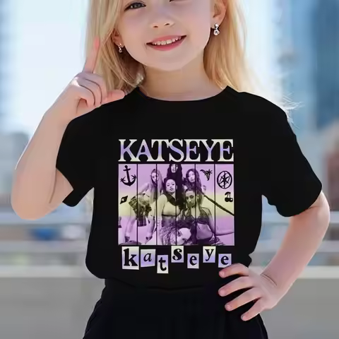 Katseye Print Girls Tshirt Toddler Top Summer Short Sleeve Tops Girl Group Katseye Graphic T Shirt K