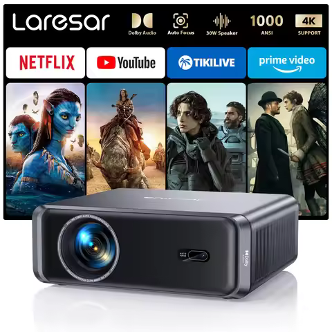 Lareser A1 Projector 4K 1000ANSI Official Netflix Linux Native 1080P Auto Focus/Keystone Dolby Audio