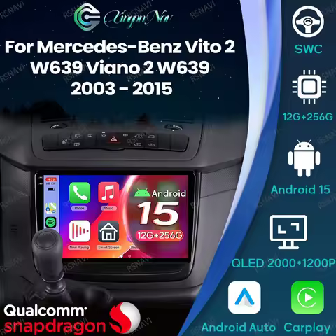 Android 15 For Mercedes-Benz Vito 2 W639 Viano 2 W639 2003 - 2015 Car Radio Stereo 5G WIFI DSP Navig