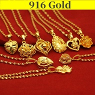 Gold 916 Original Singapore Gold Chain Original Gold Necklace for Women Female Water-drop Pendant Necklace Jewellery