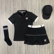 Set Bộ Váy Thể Thao Xếp Ly Và Áo Có Cổ Tay Ngắn M.albon Chơi Cầu lông Tennis Golf Vải Thun Cao Cấp -