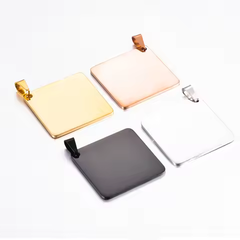 10pcs Wholesale 35X35mm Square Shape Stainless Steel Army ID Blank Dog Tags Miliary Pendant Necklace