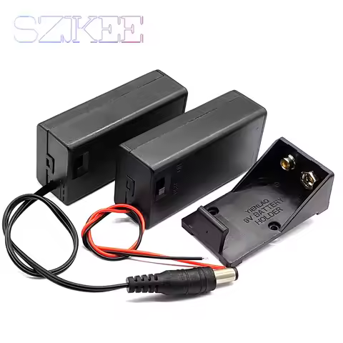 9V Battery Holder 9V Battery Box With Cover And ON/OFF Switch With Cable And DC Head 9V DIY Battery 
