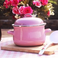 QM👍Enamel Enamel Pan Thickened Double-Ear Enamel Soup Pot Pot Stew Pot with Lid Enamel Pan Gas Induction Cooker Universa