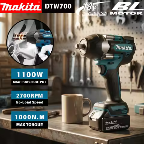 Makita DTW700 18V Brushless Impact Wrench 700Nm Anvil 1/2" Square 4-Stage Speed for Makita 18V Batte