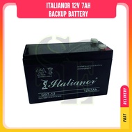 Italianor 12V 7AH Rechargeable Seal Lead Acid Backup Battery - Autogate Battery/ Alarm Battery (MADE IN MALAYSIA)