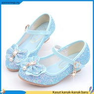 Girls Sequin High Heels Shoes Children's Butterfly Knot Princess Shoes Students Dance Shoes