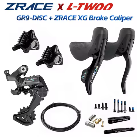 LTWOO GR9-Disc 1x11s Gravel Hydraulic Disc Brake Groupset + ZRACE XG Flat Mount Brake Caliper, Carbo