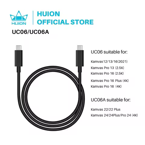 Huion UC06 / UC06A Full-Featured USB-C to USB-C Cable USB 3.1 for Kamvas 13 / Kamvas 22 / Kamvas 22 