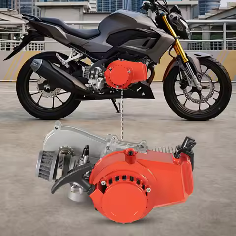 49cc 50cc 2 Stroke Racing Engine Motor, Single Cylinder Pull Rope Start Motor for Pocket Bike Mini D