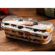 RORA - (10 Pcs) 280ML Transparent Long Cake Box Ice Cream Cheesekut Box Mousse Pudding Tiramisu Pack
