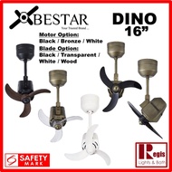 $298 Yes Install Bestar Dino 16inch 3-blades DC Designer Corner Ceiling Fan -Swing Left to Right-Great wind speed