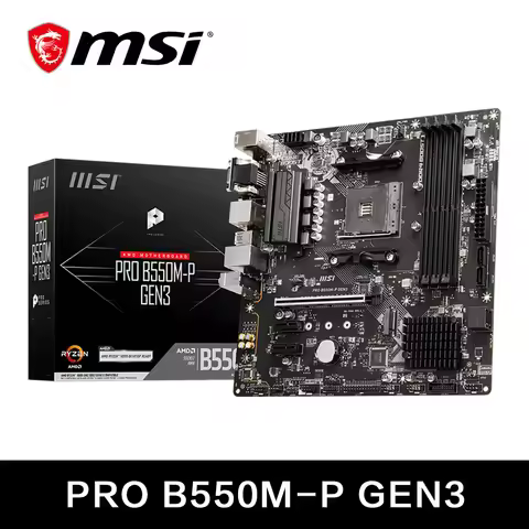 MSI PRO B550M-P GEN3 AMD Gaming Motherboard AM4 DDR4 M.2 Supports Ryzen CPU R3 R5 R7 5000&3000 Serie