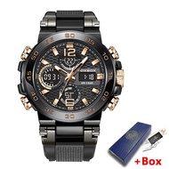 LIGE watch for man digital watch Mens Watch Waterproof Sport Wristwatch Dual Display seiko watches for men +BOX