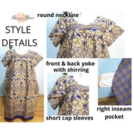 promise ring ❧XL size Short sleeves walking duster Authentic Cotton Thailand Batik⊿