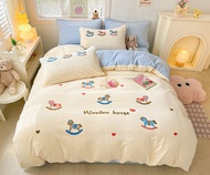 [4 Món] Bộ Chăn Ga Gối Nỉ Nhung 5D Thêu Mịn Siêu Xinh CAS Decor