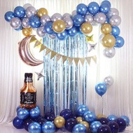Ready Stock-87pcs Whiskies Balloon Party Set 87件蓝色气球挂链挂旗威士忌套装