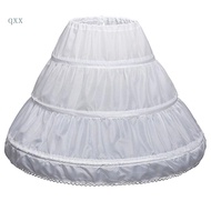 CH* White Children Petticoat A-Line 3 Hoops One Layer Kids Crinoline Lace Trim Flowe