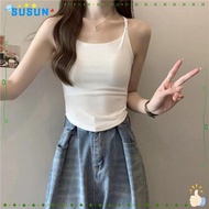 SUSUN Threaded Halter Vest, Backless Sleeveless Cross Backless Vest,  Polyamide Solid Color Short St