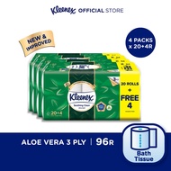 toilet paper Kleenex Bath Tissue Toilet Tissue Paper Clean Care Aloe - 3 Ply (20 Rolls FOC 4 Rolls x 4 packs)