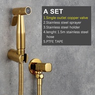 Toilet Bidet Sprayer Faucet Douche Kit Gold Hand Held Shower Faucet Stainless Steel Shattaf Copper V