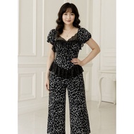 45_68 kg mango silk set with doll sleeves and lace, loose pants, top with breast pads