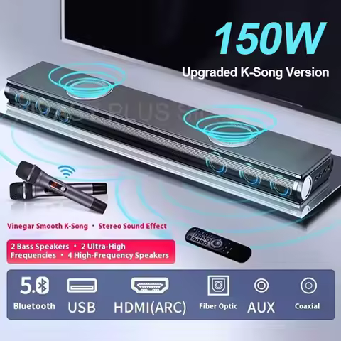 130W Soundbar 5.0 Bluetooth Speakers Home Theater System 6 Speaker Array HDMI ARC Optical For TV Pro