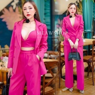 Set 3 ชิ้น เสื้อครอปสายเดี่ยว SML ชุดเพื่อนเจ้าสาว สูทผู้หญิง ชุดทำงาน ชุดสูท สาวอวบ ชุดออกงาน สาวอว