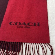 COACH 圍巾 字母logo  兩色雙面羊毛材質 長款流蘇頸巾
