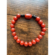 Carnelian red agate bracelet with 8.2 mm round beads mixed with 10mm jar_PU 4u nature_motivation and