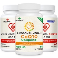 Besibest CoQ10 600mg 2PCS Bundle with 1000mg Liposomal CoQ10 Ubiquinol Supplement 1PCS