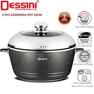 Dessini 32CM Granite Non Stick Casserole Pot Die Cast Aluminium Periuk Memasak Induction Gas Cooker