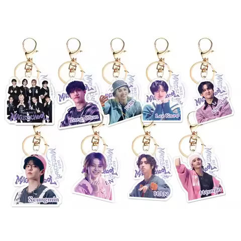 KPOP Kid 6th Anniversary Album MAGIC SCHOOL Keychain Cute Fashion Acrylic Key Ring Holder Gift Car B