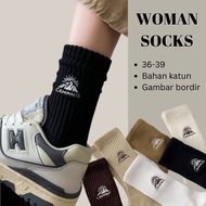 MATA WOMEN LONG SOCKS WOMEN'S PLAIN EMBROIDERED SOCKS ABOVE THE ANKLE PREMIUM